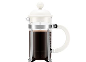 Bodum CAFFETTIERA French press coffee maker with plastic lid, 3 cup, 0.35 l, 12 oz, stainless steel Off white
