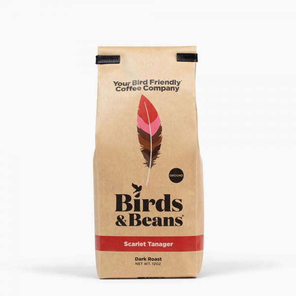 BAB100 Ground Scarlet Tanager Dark Roast Whole Bean Coffee