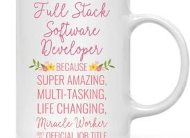 CTDream 11oz. Coffee Mug Gift for Women Full Stack Software Developer Because Super Amazing Life Changing Miracle Worker Isn t an Official Job Title Floral Flowers 1-Pack Gift Ideas for Her