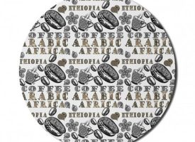 Modern Mouse Pad for Computers Coffee Beans with Ornamental Words Ethiopians Pattern Round Non-Slip Thick Rubber Modern Gaming Mousepad 8 Round Sand Brown Black by Ambesonne