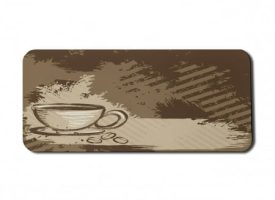 Coffee Computer Mouse Pad Grunge Style Illustration of a Cup and Some Beans Graphical Artwork Rectangle Non-Slip Rubber Mousepad X-Large 35 x 15 Gaming Size Dark Cocoa Sepia by Ambesonne