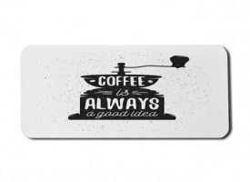 Saying Computer Mouse Pad Coffee Maker Silhouette with Coffee is Always an Idea Grungy Typography Rectangle Non-Slip Rubber Mousepad X-Large 35 x 15 Gaming Size Black and White by Ambesonne