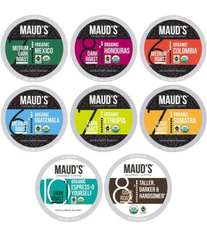Maud's Organic Fair-Trade Coffee Pods Variety Pack (8 Blends) - 56 Pods
