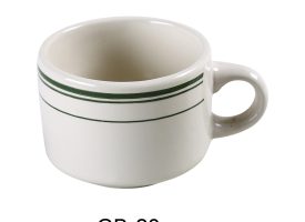 GB-23 7 oz China Green Band Stackable Coffee & Tea Cup, White - 3.5 x 2.25 in. - Pack of 36