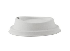 210LPU90DW 3.54 in. White Sugarcane Fiber Coffee Cup Lid with Hole - 1000 Piece