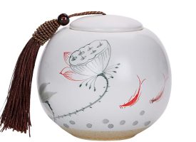 Hand Painted Design Ceramics Coffee Sugar Tea Canister Storage Jar - 004
