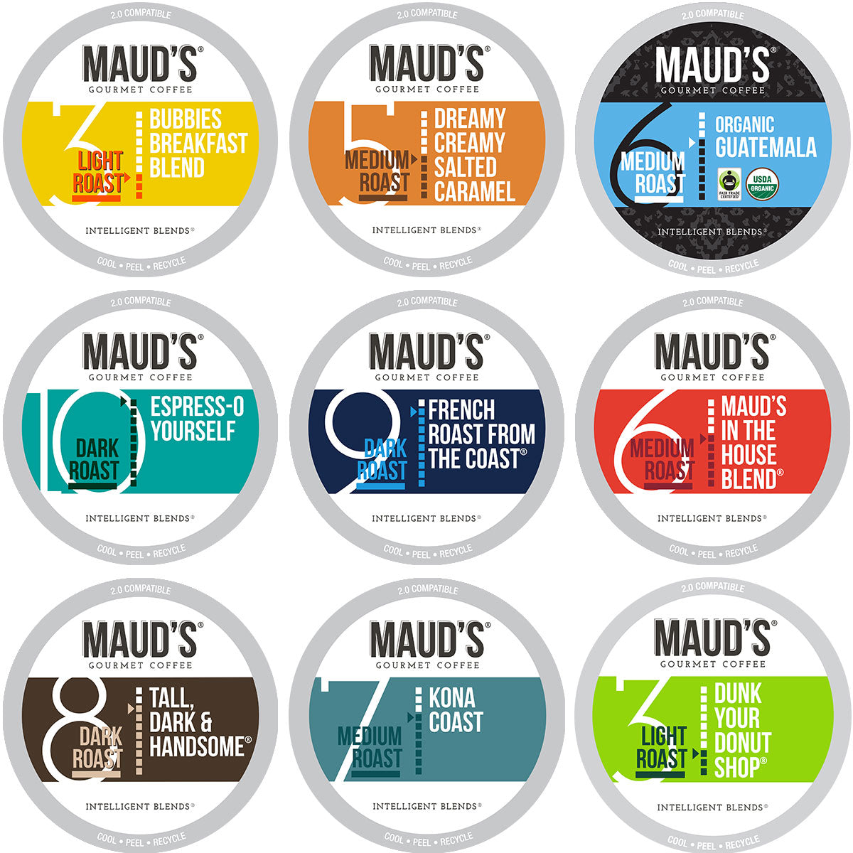 Maud's Original Coffee Pods Variety Pack (9 Classic Blends) - 80 Pods