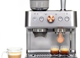 Café - Bellissimo Semi-Automatic Espresso Machine with 15 bars of pressure, Milk Frother, and Built-In Wi-Fi - Steel Silver