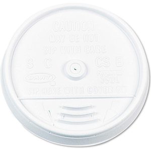 B567477 Dart Plastic Lids for 16 oz Hot & Cold Foam Cups, Sip-Thru Lid - White - 1000 Count