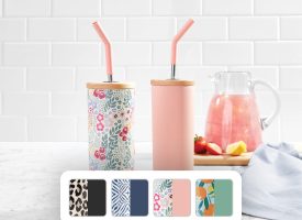 Member's Mark 2pk24oz Stainless Steel Insulated Tumblers with Wood Lids and S/Steel Straws (Pink Flowers)