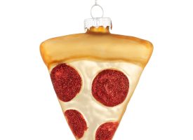 35711953 4.25 in. Cheese & Pepperoni Pizza Slice Glass Christmas Ornament