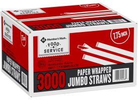 Member's Mark Jumbo Translucent Wrapped Plastic Straws, 7.75' (3000 ct.)