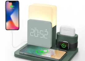 Wireless Charging Station 4 in 1 Watch Charger Alarm Clock Phone Holder Upgraded Dock Station for IPhone 13 14 Airpot Iwatch 15W