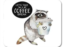 Amusing Racoon Coffee and Slogan Character Watercolor Classic Mousepad Mouse Pad Mouse Mat 9x10 inch