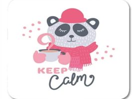 Cute Coffee Colorful Lovely Panda Bear in Hat Mousepad Mouse Pad Mouse Mat 9x10 inch