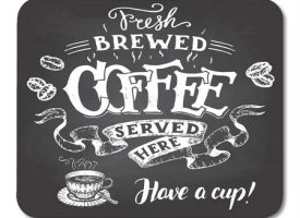 Quote Fresh Brewed Coffee Served Here and Have Cup Hand Lettering with Sketch of Vintage for Cafe Mousepad Mouse Pad Mouse Mat 9x10 inch