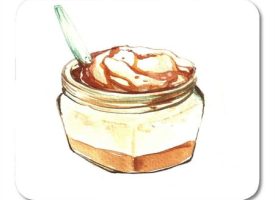 Caramel Butterscotch Vanilla Ice Cream Coffee Float Watercolor Beverage Cold Mousepad Mouse Pad Mouse Mat 9x10 inch