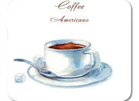 Brown Color Watercolor Americano Coffee Water Cup Dessert Splash Mousepad Mouse Pad Mouse Mat 9x10 inch