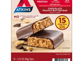Atkins Chocolate Peanut Butter Meal Bars, High Fiber, 16g of Protein (15 ct.)