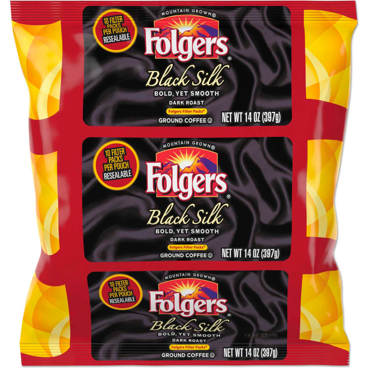 1.4 oz Coffee Filter Packs, Black Silk - 40 Packs per Case