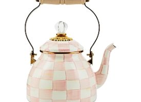 Mackenzie-Childs Rosy Check Enamel Tea Kettle, 2-Qt.
