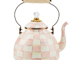 Mackenzie-Childs Rosy Check Enamel Tea Kettle, 3-Qt.