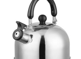 FFF-GPCT3579 2.1Qt Stainless Steel Whistling Tea Kettle - Stovetop Induction Gas Teapot - Insulated Handle - Ideal for Camping & Office
