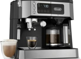 De Longhi All-in-One Combination Coffee Maker & Espresso Machine + Advanced Adjustable Milk Frother for Cappuccino & Latte + Glass Coffee Pot 10-Cup COM532M