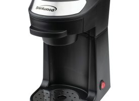 TS-111BK Single-Serve Coffee Maker with Mug, Black