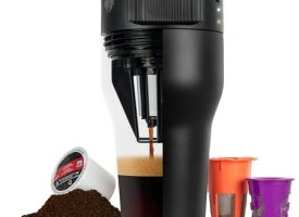 Kopipresso Brewer Mug Compact Portable Coffee & Espresso Maker | Mini Travel Coffee Maker Allows You to Prepare Delicious Coffee in 3 Simple Steps | 6 Hour Heat Retention | Black