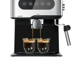 Kwister Espresso Machine 20 Espresso Coffee Maker Cappuccino Machine with Milk Frother Coffee Machine with Digital Touch Panel 50 OZ Removable Water Tank Stainless Steel