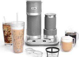 durable Mr. Coffee 4-in-1 Single-Serve Latte Lux Iced and Hot Coffee Maker with Milk Frother