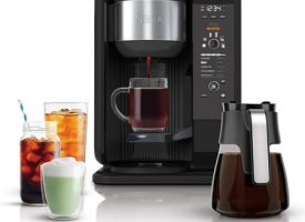 CP307 Hot and Cold Brewed System Tea & Coffee Maker with Auto-iQ 6 Sizes 5 Styles 5 Tea Settings 50 oz Thermal Carafe Frother Coffee & Tea Baskets Dishwasher Parts Blac