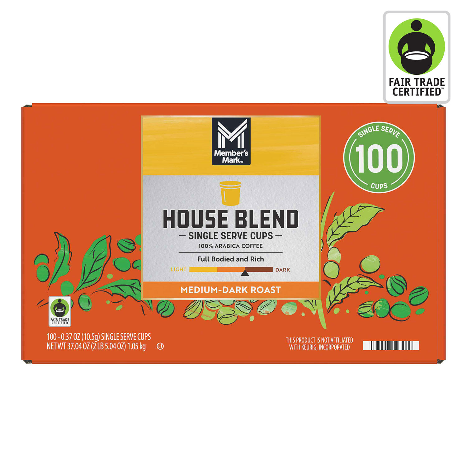 thumbnail image 2 of Member's Mark Single Serve Organic Coffee Cups, Dark Roast (100 Ct 2 of 9