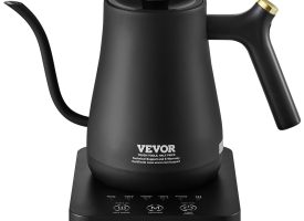 TEJDSH1LKWLWX5IPOV1 1 Liter 1200W Electric Gooseneck Kettle Temperature Control Pour Over Coffee Kettle with 5 Variable Presets, Black