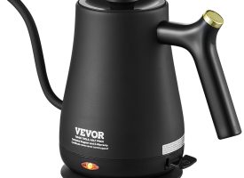 TEJDSH1LJJRL2MDU6V1 1 Liter 1200W Electric Gooseneck Stainless Steel Kettle Gooseneck Pour Over Coffee Tea Kettle, Black