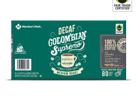 Member's Mark Mild Roast Decaf Coffee Pods, Colombian, 80 ct.