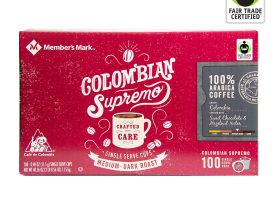 Member's Mark Medium-Dark Roast Coffee Pods, Colombian Supremo, 100 ct.