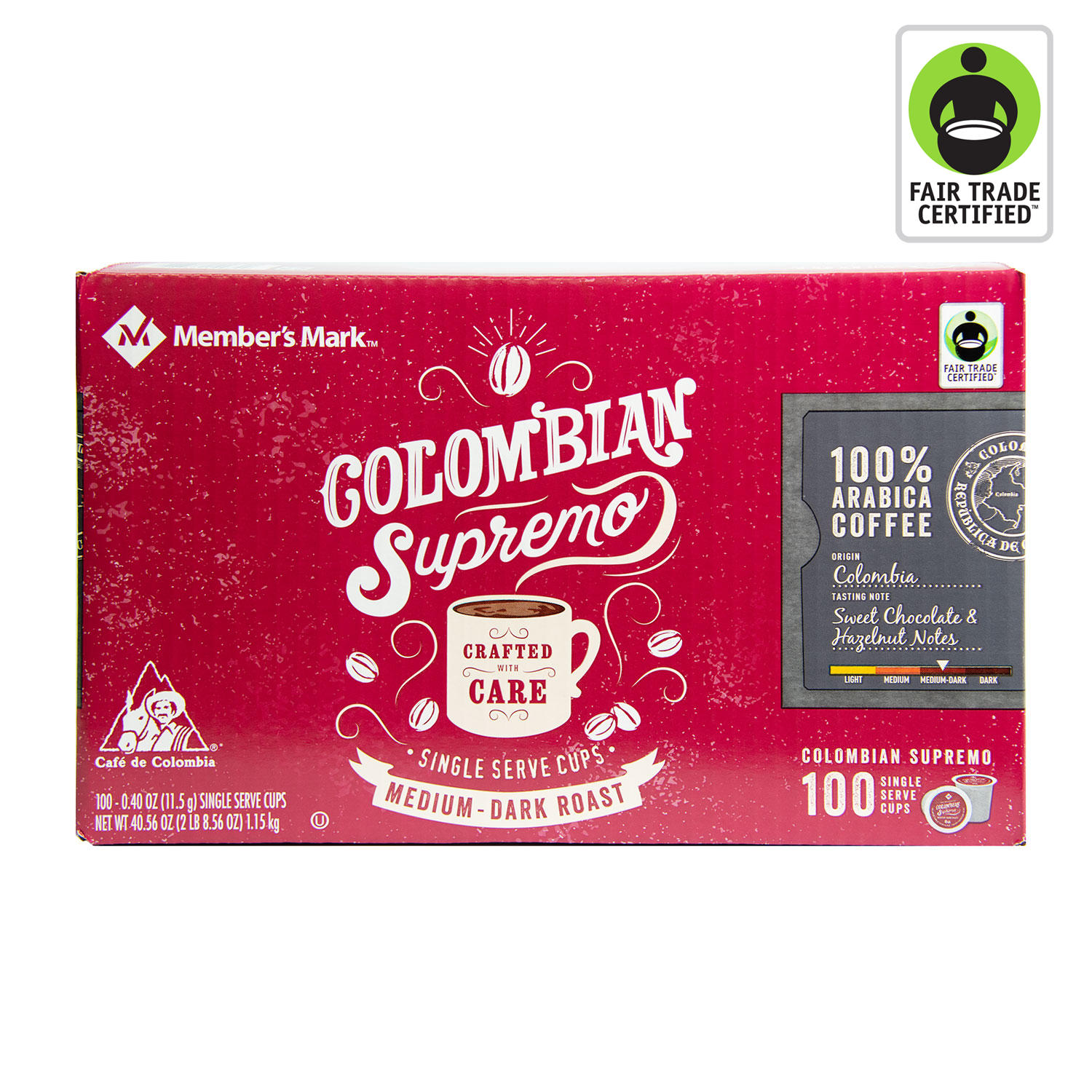 Member's Mark Medium-Dark Roast Coffee Pods, Colombian Supremo, 100 ct.