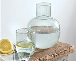 370824 10 in. Recycled Glass Bedside Carafe Set, Clear