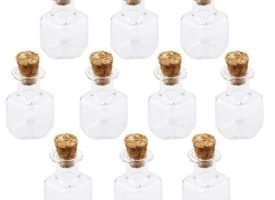 10 Pcs Glass Carafe Cubic Bottle Wish Wishing Miniature Stoppers Decoration Jar with Cork