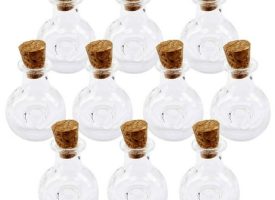 10 Pcs Necklace Locket Gift Bottles Mini Glass Jars Cork Carafe with Wish